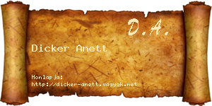 Dicker Anett névjegykártya